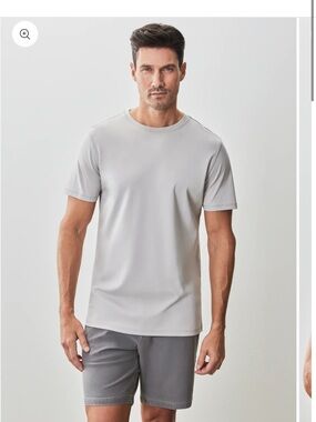 Robert Barakett Men's Crew Neck Short Sleeve Tee Shirt Chalk Medium Pima Cotton